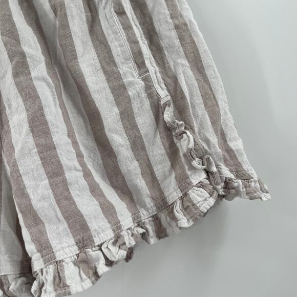 BEACHLUNCHLOUNGE Shorts Size Small Leia Linen Cotton Blend Stripe Ruffle Pull On - Picture 13 of 13